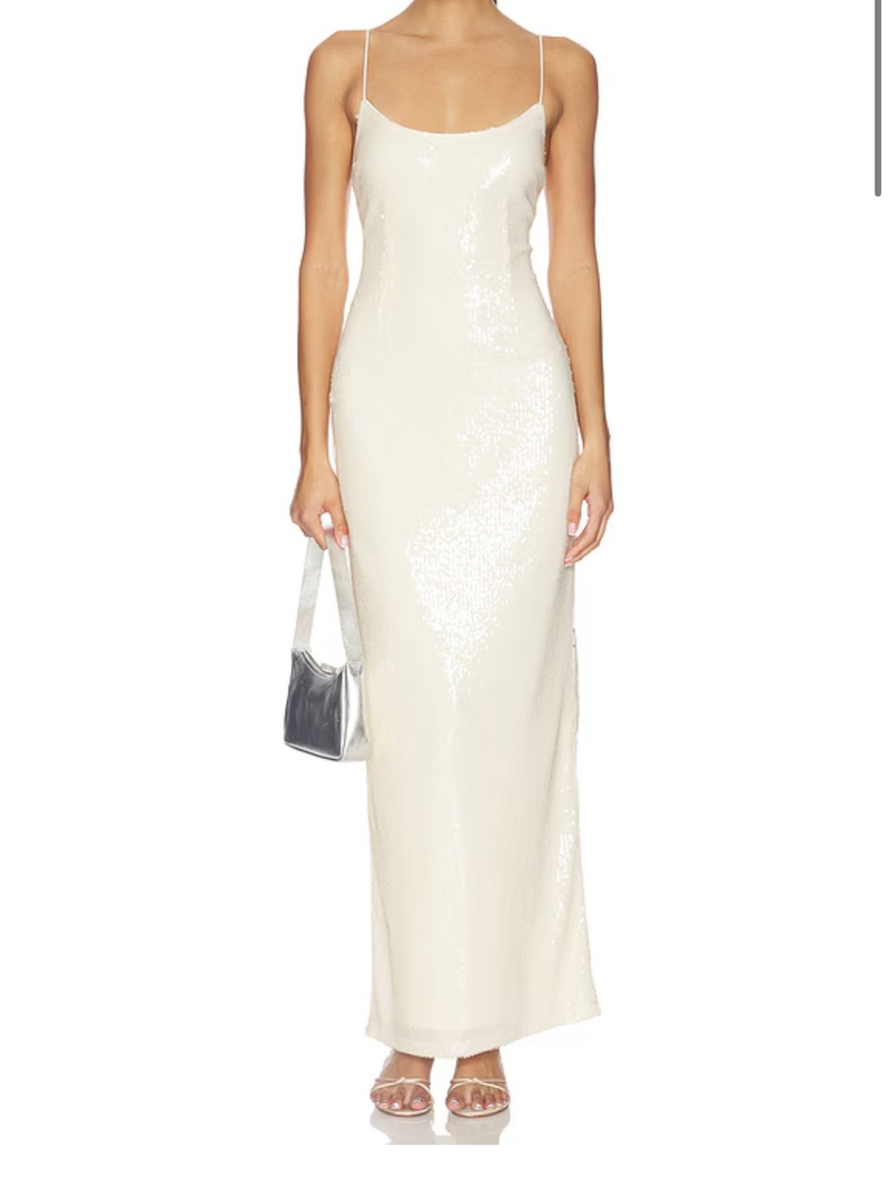 superdown Ivory Sequin Maxi Slip Dress